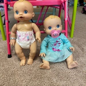Adorable Baby Doll Set with Blue Dress and Diaper